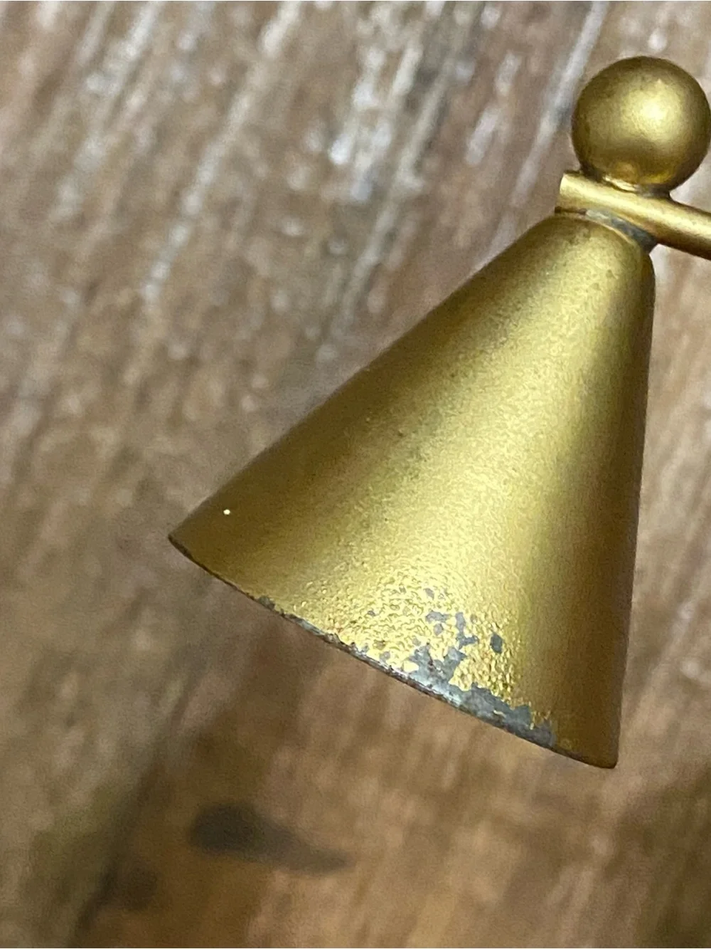 Candle Snuffer Bell End 9.5” Long With Wavy Handle Gold Tone Used